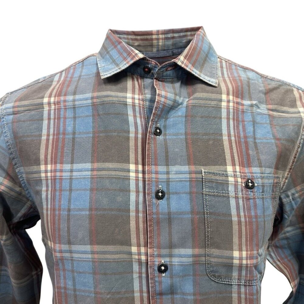Tommy Bahama Men's XLT Fog Gray Distressed Fresno Plaid Reverse Print Shirt - Picture 3 of 10